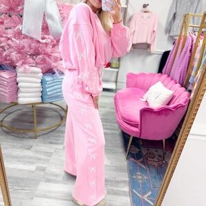 PINK BOW SWEAT SET